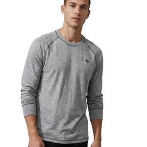 Abercrombie & Fitch Sweater Mens L Gray Muscle Fit Long Sleeve Crewneck‎ Casual